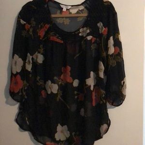 Sheer three quarter floral top